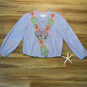 NWOT! Anthropologie Women’s Artemis Embroidered Blouse, Size Medium Petite